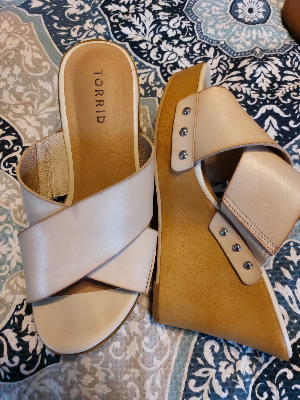 Torrid Blush Crisscross Wedge Sandals 9W